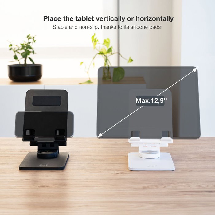 SOPORTE SOBREMESA AJUSTABLE PARA TABLETS 12.9" NEGRO TOOQ